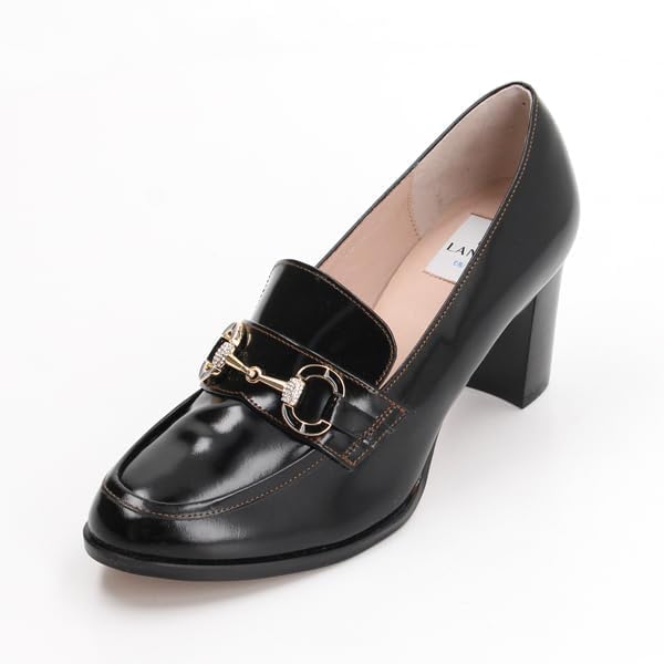 Lanvin en Bleu Bit Loafers Black Size E Women's Heel-Up 2808, Glass, 24.5 cm,