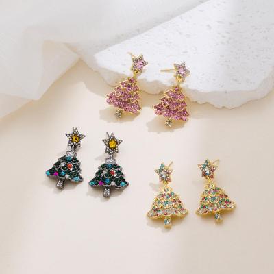 Women's Fashion Five-Pointed Star Christmas Tree Earrings: Light Luxury & Sweet Temperament