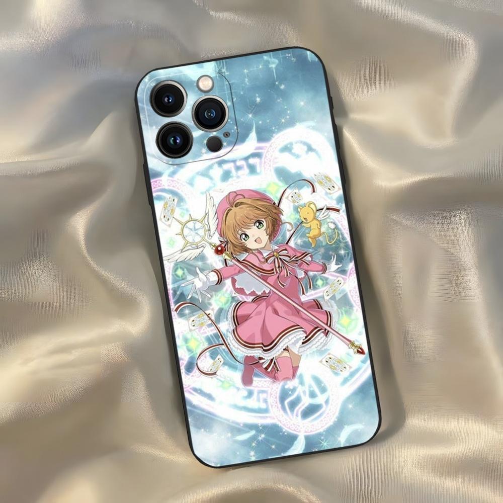 Anime Card Captor Sakuras Phone Case for Iphone 16 15 14 13 12 11 Pro Max Xr X Xs Mini 8 Plus SE 2022 Black Soft Silicone Cover