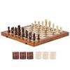 Magnetic Wooden Chess Set, 15 inch/38.1 cm 2-IN-1 Chess Checkers Game Set, Folding Chess Board Games for Adults Kids, 2 Queens Portable Travel Gift