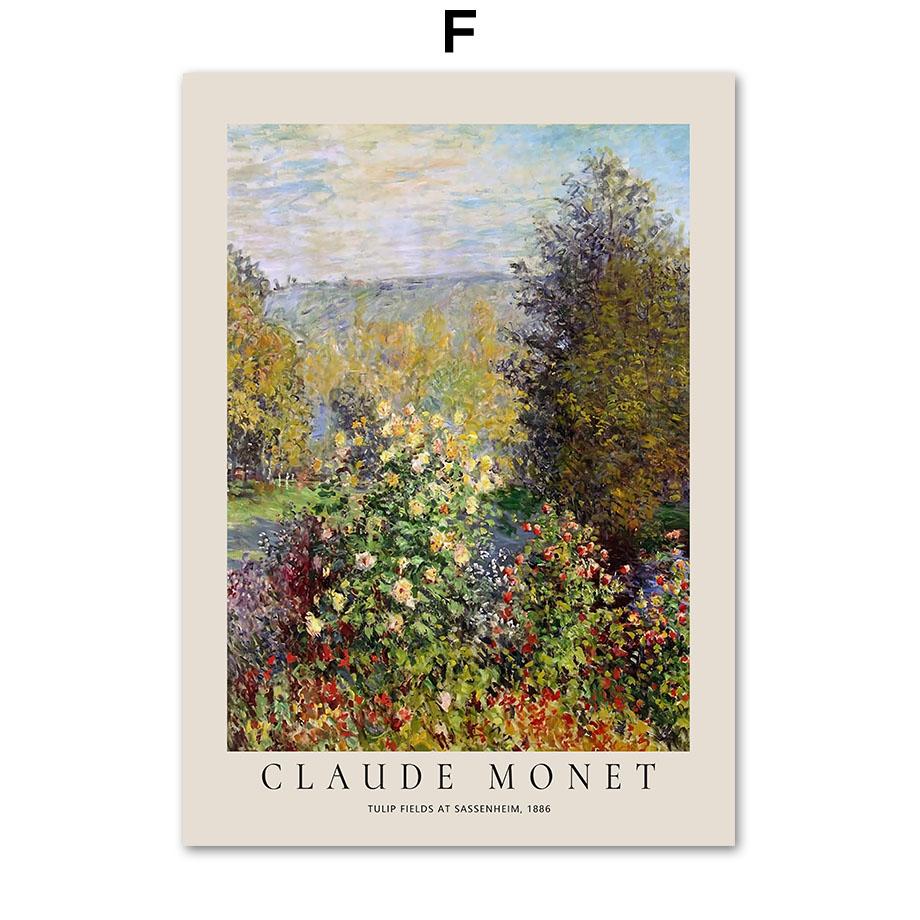 Claude Monet Abstract Retro Impressionist Wall Art, Canvas Nordic Posters and Prints, Wall Pictures for Living Room Decor
