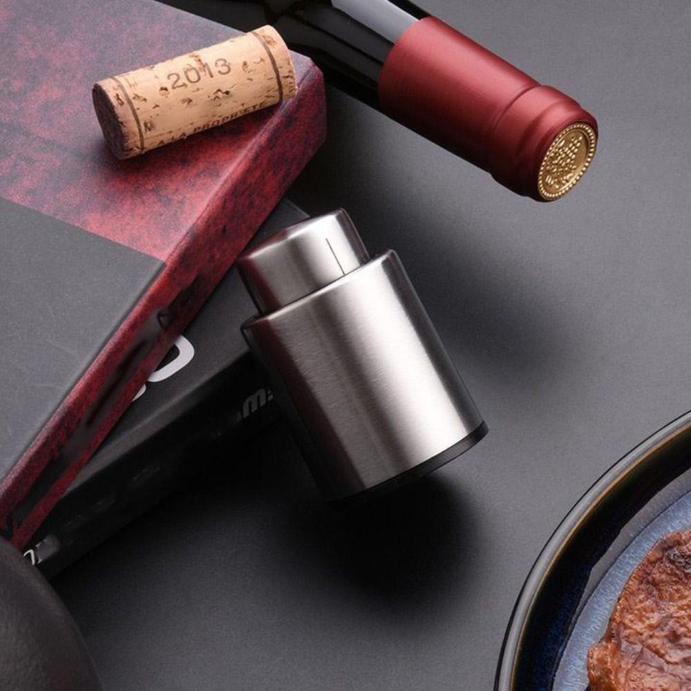 Stainless Steel Wine Bottle Stoppers Press Type Wine Corks High-end Wine Preserver Home