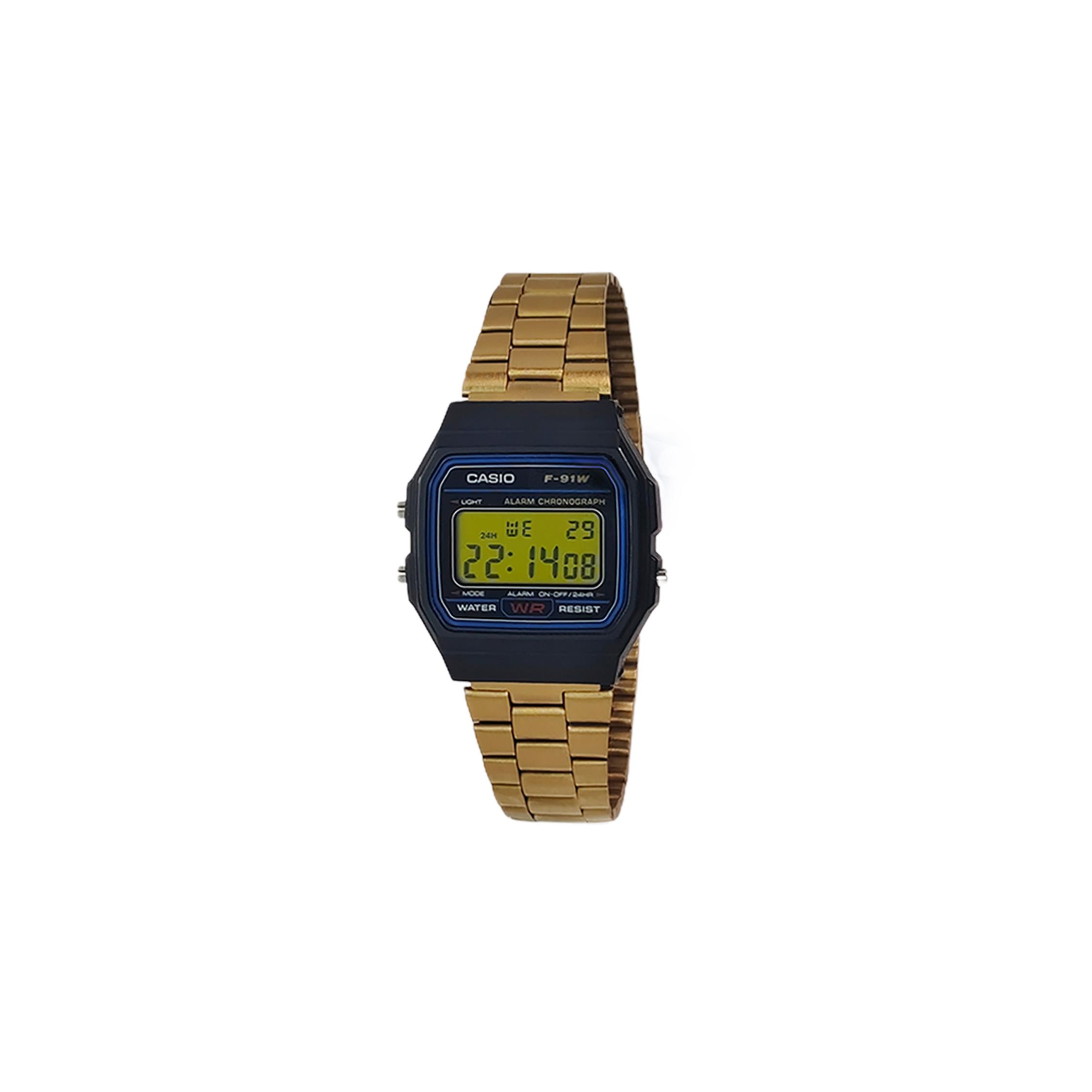 

CASIO Custom Collection Quartz Movement Stainless Steel Strap Watch Men s Watches Black Dial F-91W-1(Watch5--) Gold Strap