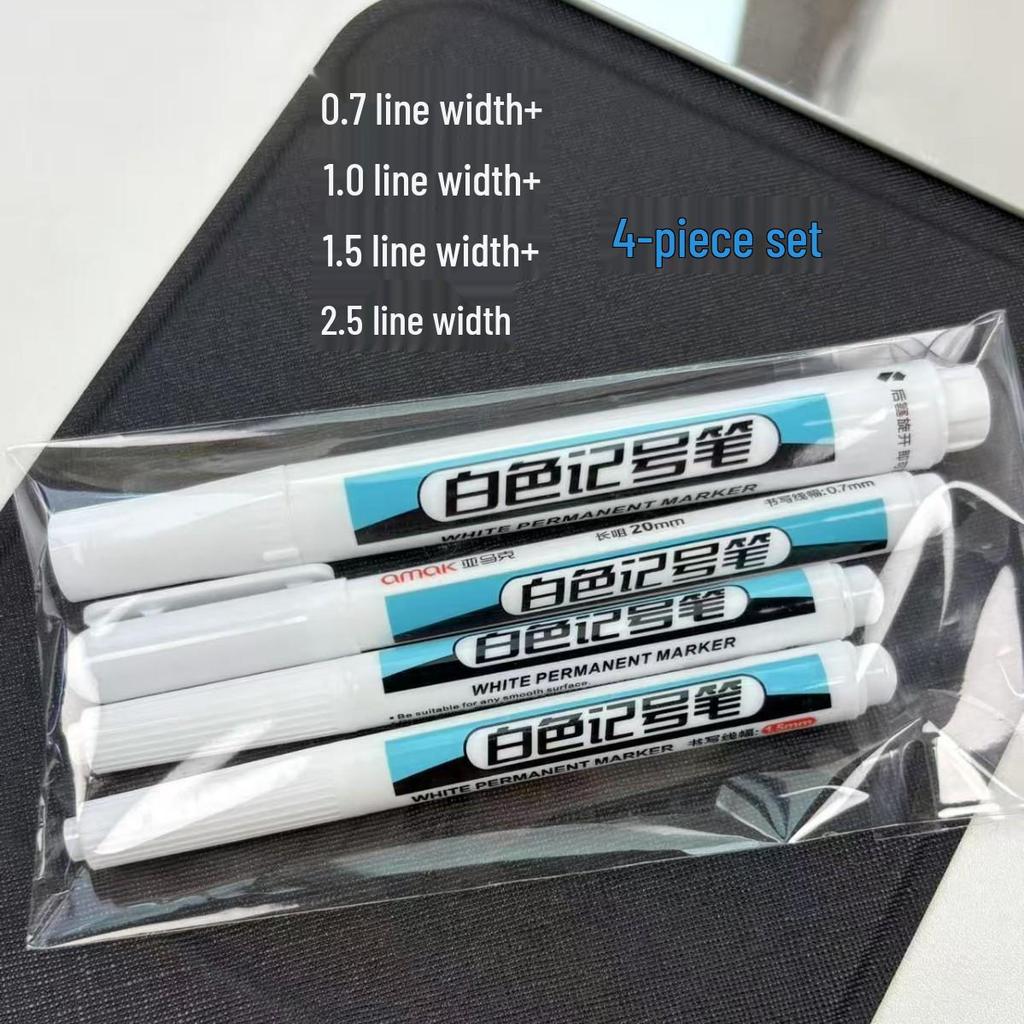 Waterproof White Acrylic Highlighter Pen - Long & Broad Tips, Extra Bold for Art & Outlining.