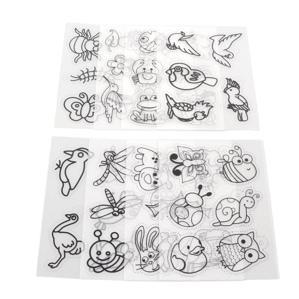 

8pcs Hand Painted Shrink Plastic Sheets Colorable Shrink Art Paper Shrink Film Sheets DIY Keychain bird