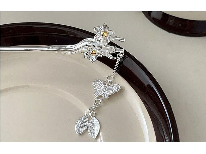Sterling Silver Narcissus Tassel Hairpin: Modern Chinese Hanfu Updo Accessory