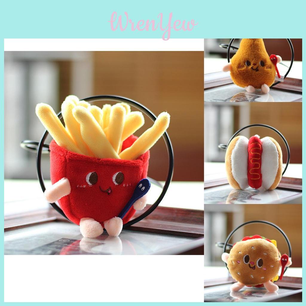 Soft Hamburger Hot Dog Chicken Leg French Fries Plush Keychain For Backpacks And Keys Creative Gift