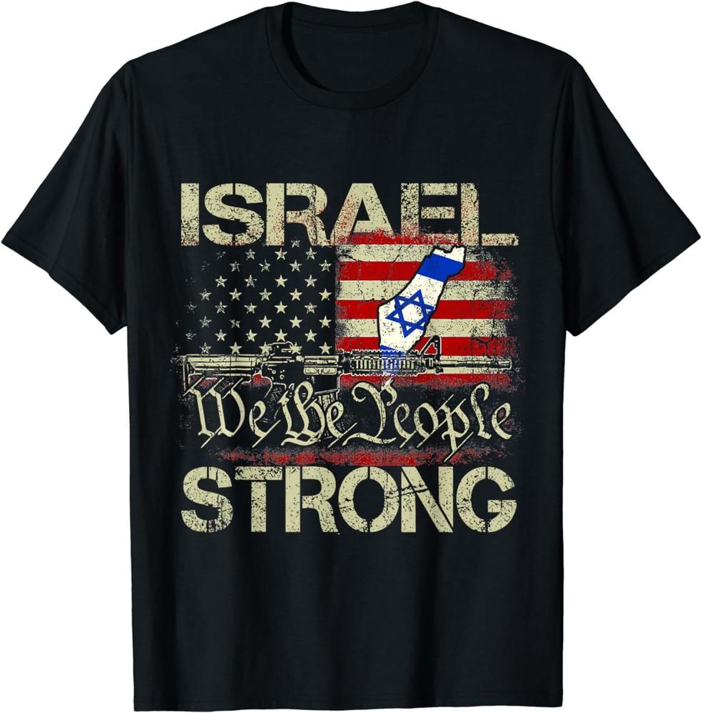 I Stand With Israel USA American Flag Israeli Flag Support Unisex T-Shirt