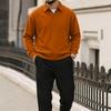 Men's Color Turn-Down Collar Sweatshirt Casual Pullover Top for Everyday Wear