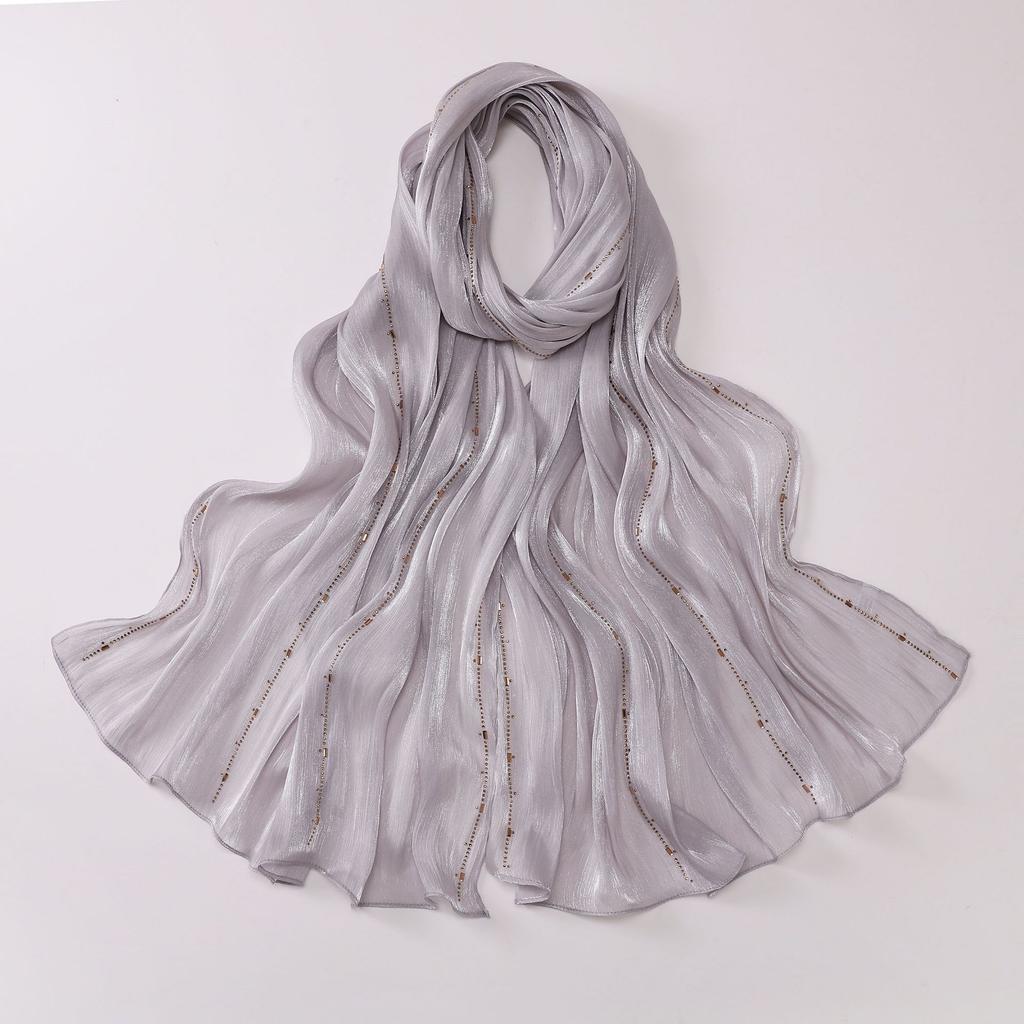 Shimmer Silk Hijab Scarf For Women Crinkle Hijabs  Diamond Luxury Medine Silk Veil Muslim Women Shiny Shawl Turban Bandana