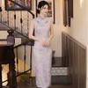 Purple Sleeveless National Style New Chinese Suzhou Long Cheongsam Improved Young 1011 New Women's High Sense Summer