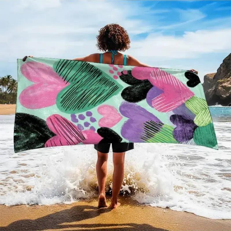 

1pc of Heart Painting Experience Theme Beach Towel,Heart s Mouth, Emotional Palette, Creative Doodle Wall, Valentine s Day Love W30*H60(CM)