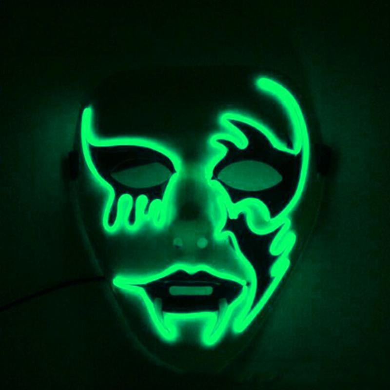 Máscara de Cosplay Asesino de Halloween Danza de Fantasmas Disfraces de Miedo Decoración Máscara Brillante Aterradora Máscara LED Thriller Máscara de Diablo Para Hombres