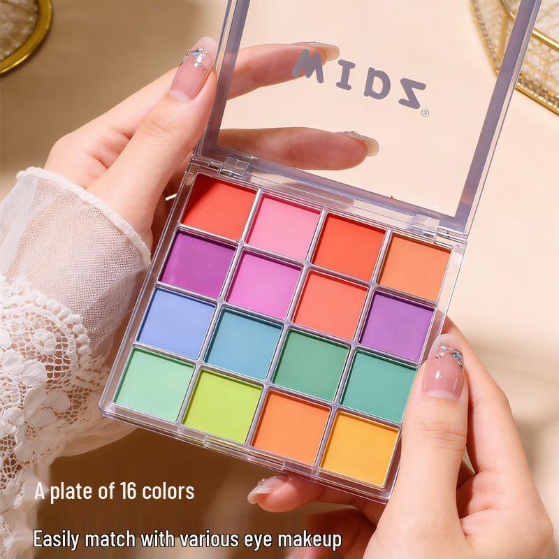 Fairy 16-Color Eyeshadow Palette: Creative Shimmer & Matte Makeup, European & American Style, Blue Dazzling Shades.