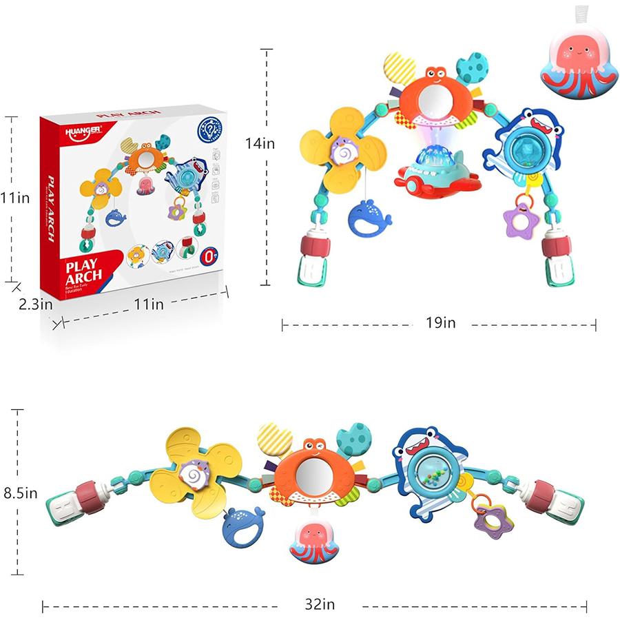 Musical Baby Stroller Arch Travel Car Seat Toy Baby Play Arch Crib Accessory Mobile for Bassinet Pram Activity Arch Bar for Baby