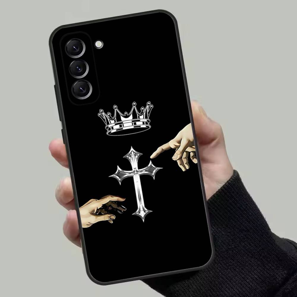 Orthodox Cross Icon Phone Case For Samsung Galaxy A13,A21s,A22,A31,A32,A52,A53,A71,A80,Soft Black Shell