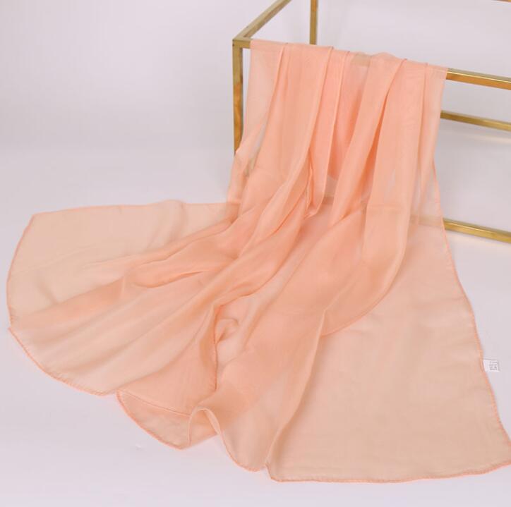 Luxury Chiffon Silk Scarf Spring Summer Scarf Women Head Scarf Beach Shawls Bandana Headband Muslim Hijabs Black Scarf/Scarves