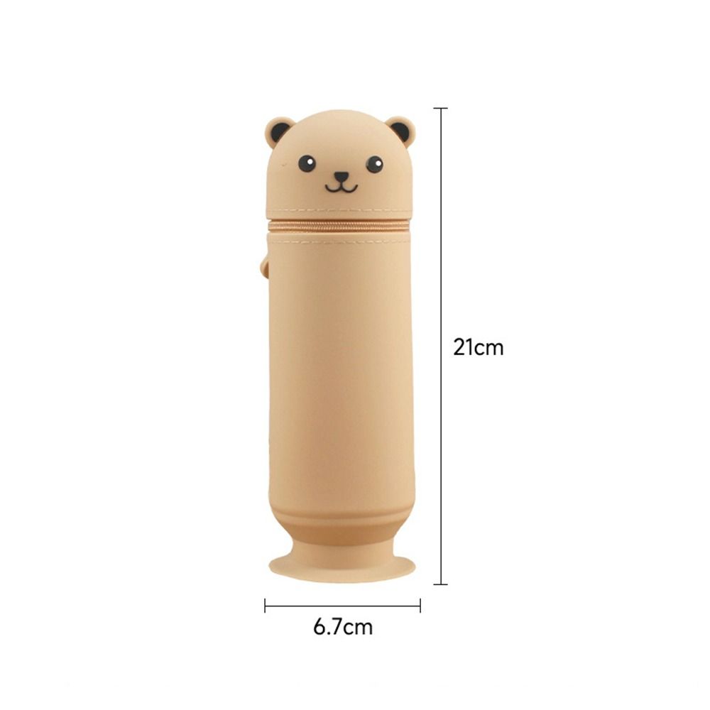 Silicone Pencil Pouch Soft Stationery Box INS Cartoon Bear Pencil Case  Children Gifts