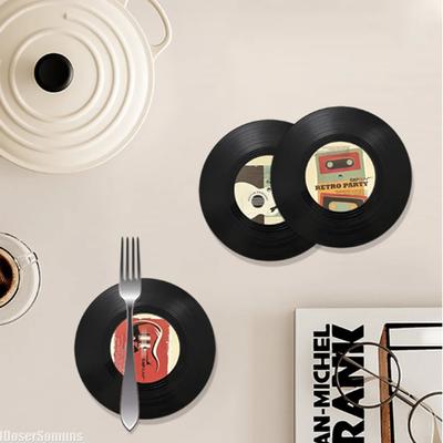 Vinyl Vintage Record Heat Resistant Mat Drink Cup Coasters Non-slip Pot Holder Table Placemat Kitchen Accessories Coasters Pads