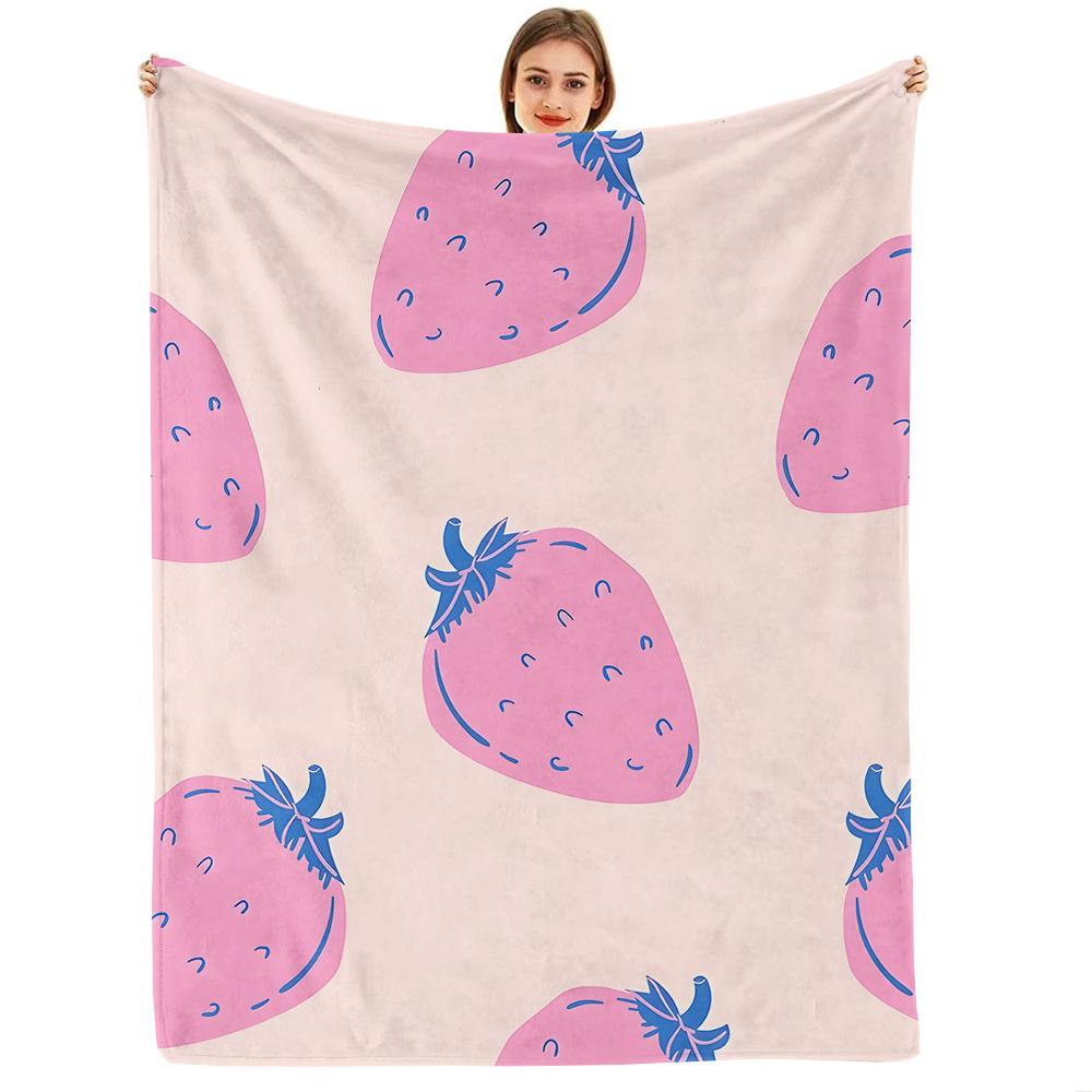 Dusty Pink Gingerbread Bow Anime Cartoon Flannel Blanket Soft Warm Throw for Bedroom Sofa Car Kids Holiday Gift