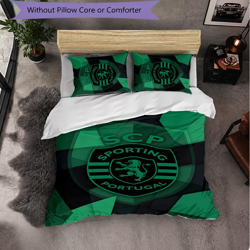 Biancheria da Letto a Tema Sporting CP FC Set 3 Pezzi Copripiumino Biancheria da Letto Decorativa per Camera Adolescenti Decorazione Casa