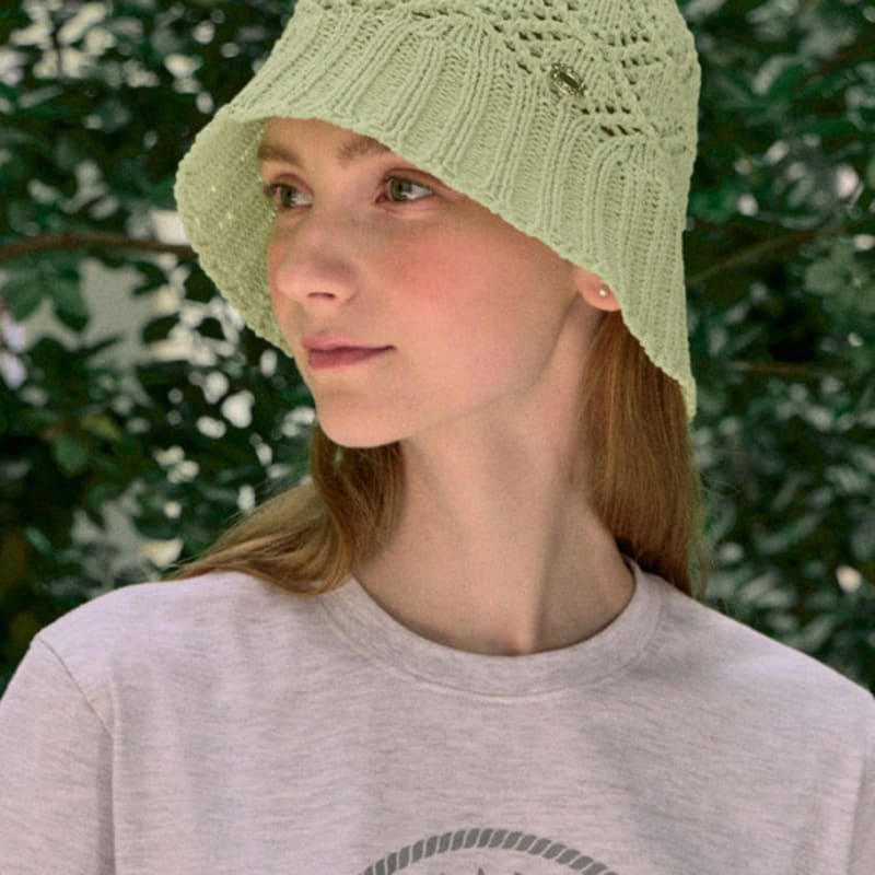 

NONLOCAL Вязаная крючком панама - Светло-зеленый Light Green_FREE