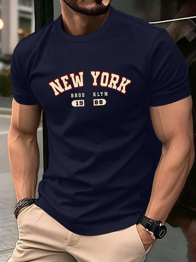 New York Brooklyn 1988 Letter Design Men TShirts Fashion Short Sleeve AllMatch Cotton Soft T Shirt Summer Unisex Loose Clothes