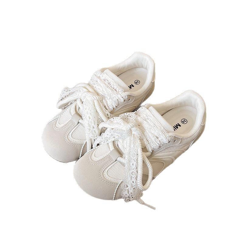 Ballet Style Ribbon German Training Shoes Women's Spring and Summer New Mesh Breathable Casual Sports Shoes White Student
