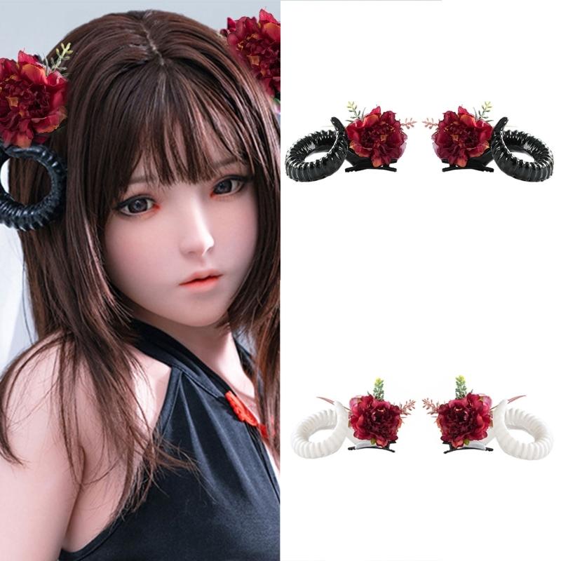 Gothische Schafshorn-Haarnadel für Halloween-Cosplay-Kostüm Unisex Leichtgewichtige Cosplay-Requisiten Harzmaterial