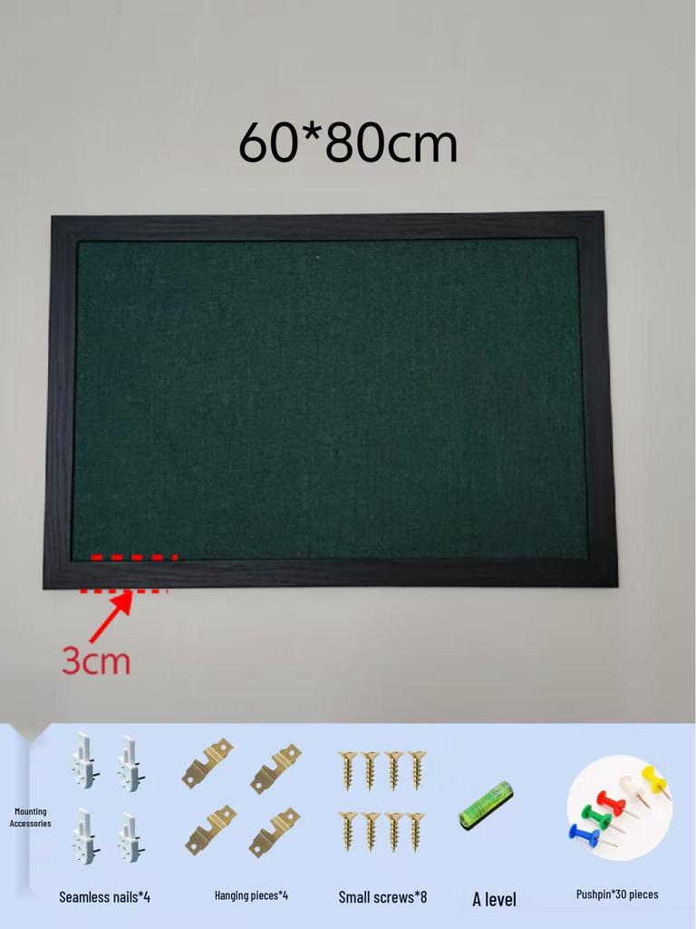 Black Frame Burlap Cork Board: Wall-Mounted Photo & Message Display for Kindergarten Theme