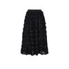 Lancy Black 3D Floral High-Waist A-Line Long Skirt