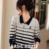 Basic House Sweter damski w paski z dzianiny
