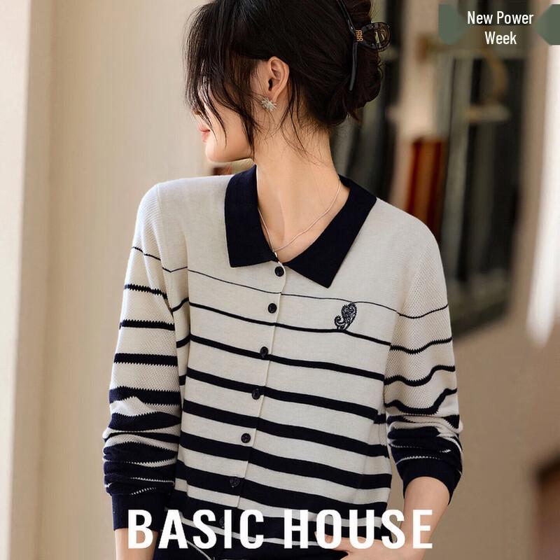 Basic House Women s Striped Knit Sweater L
