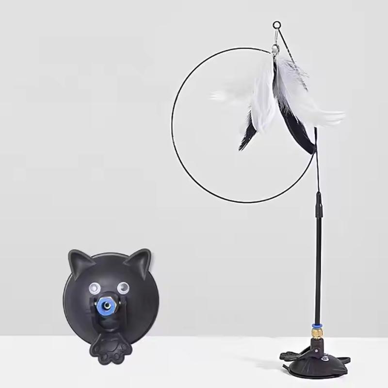 Pet Toy Teasing Cat Stick Feathers Wand With Bell Interactive Toys Kitten Playing Suction Cup Toy Play With Cat Pet Accesorios