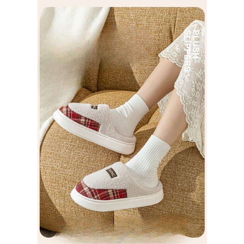 Women's Indoor Thick-soled Warm Shoes with Velvet Cotton Slippers Are Anti-slip