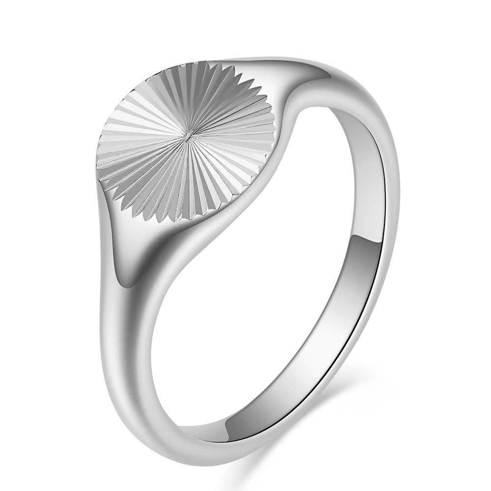 9MM Beveled Stripe Fashion Simple 18K Gold Stainless Steel Ring for Women Size 10