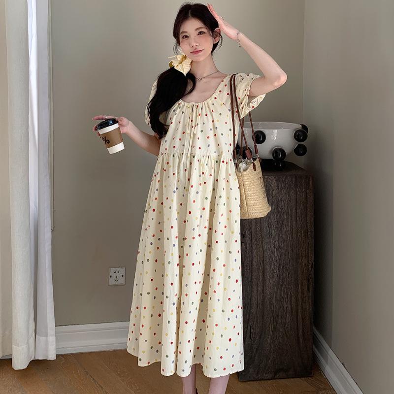 Summer 2023 Korean-Style Polka Dot Maternity Dress 2XL