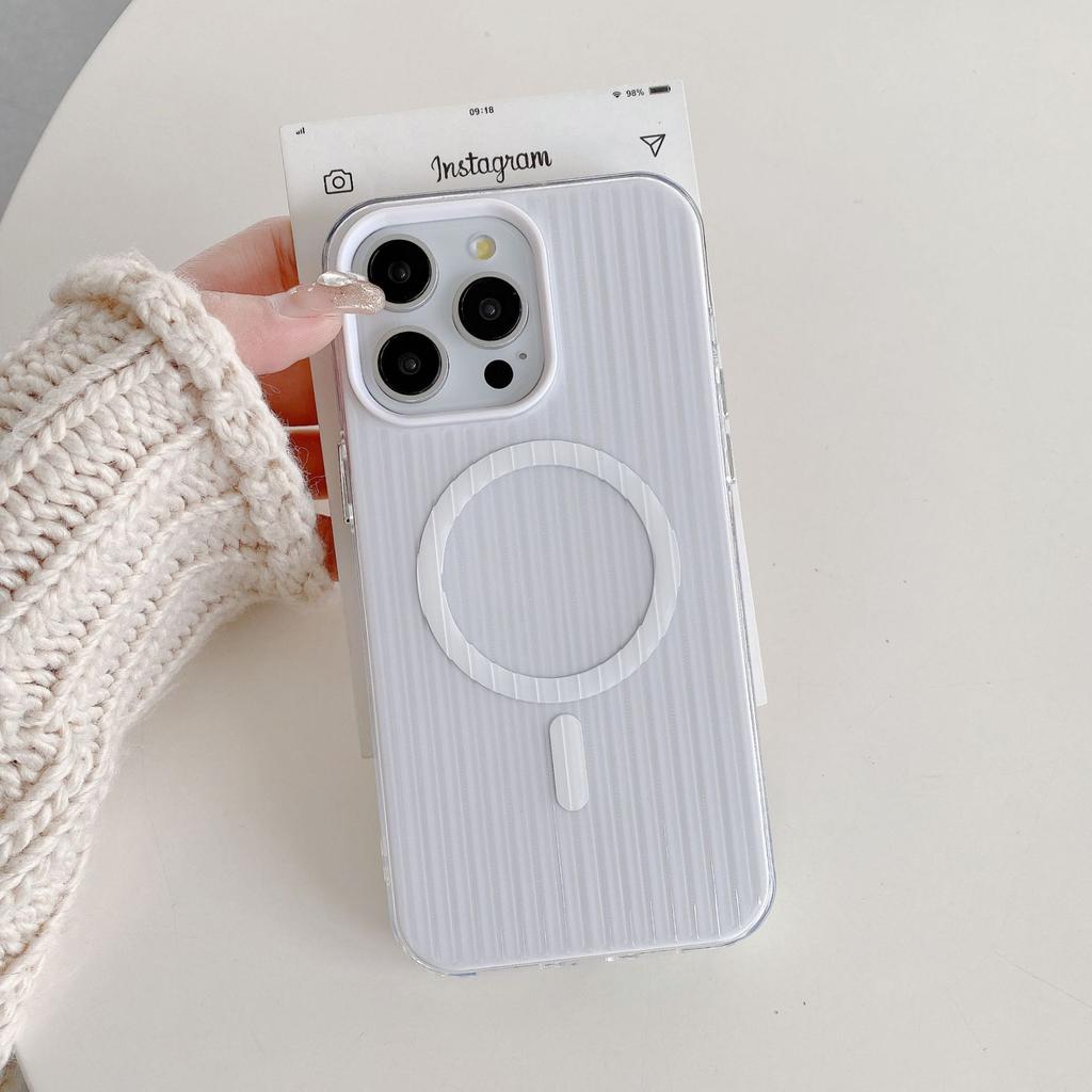 Magnetic stripe 2-in-1 suitable for iPhone17Pro max Apple 16 mobile phone case 15/14 simple candy color