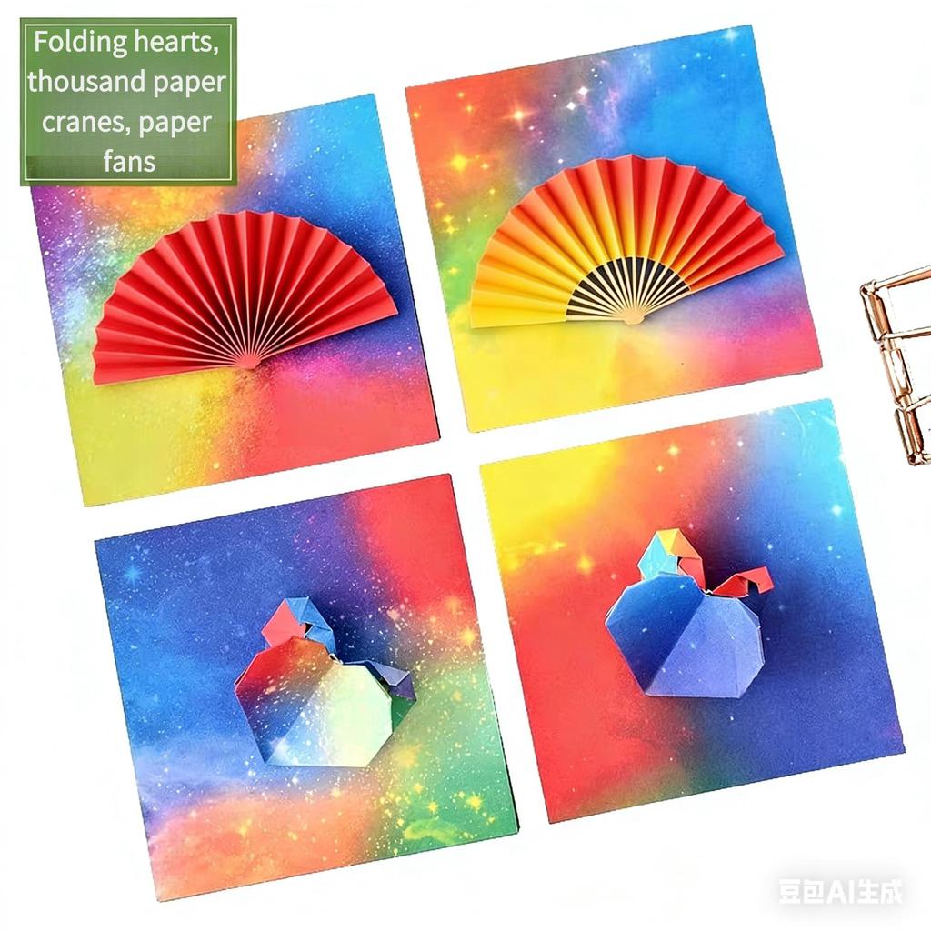 400 sheets Colored Origami Set | 9.5 X 9.5 Cm Square Sheets, Includes Paper Cranes, Airplanes,And Hearts,Gifts,Party Decorations
