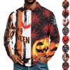 Men's Halloween Print Long Sleeve Shirt Casual Loose Fit Top