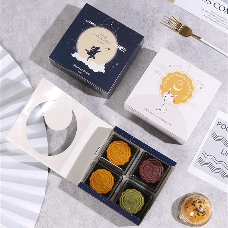 10 Stück Mondkuchen-Verpackungsbox Hersteller Großhandel Mittherbstfest Geschenkverpackt Eigelb Knusprig 80g 4 Stück Packung