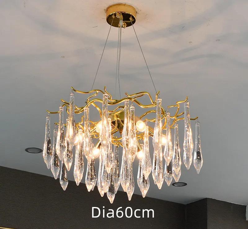 Nordic Luxury Chandelier With Colorful Crystal Branch Design Pendant Lamps Bedroom Restaurant Hotel Kitchen Decoration Lighting