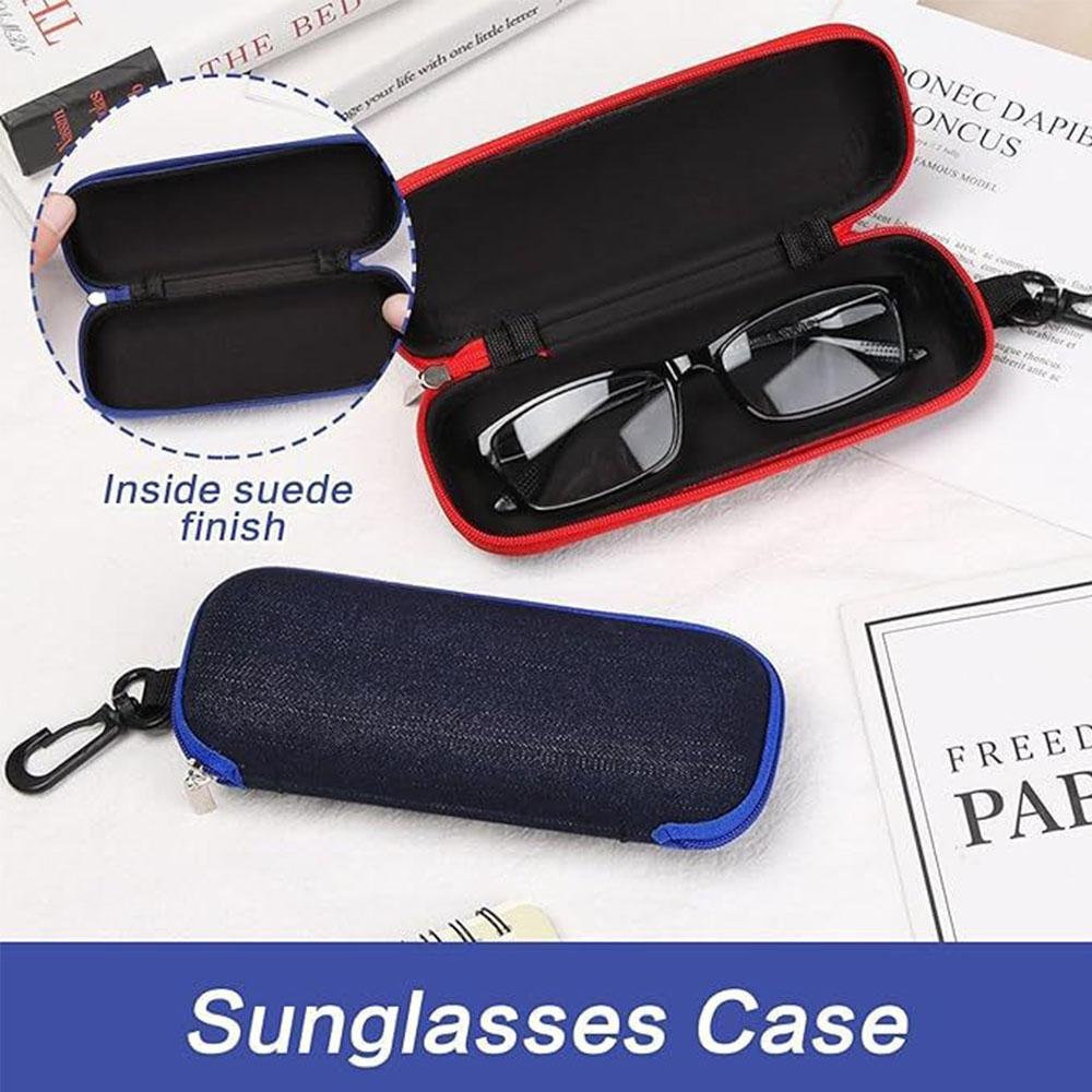 4Pcs Glasses Case With Zip And Carabiner Hook For Men And Women