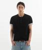 BRENSON Comfort Color Block Roll-Up Crop Henley Neck Short Sleeve Tee ( 3 Colors )