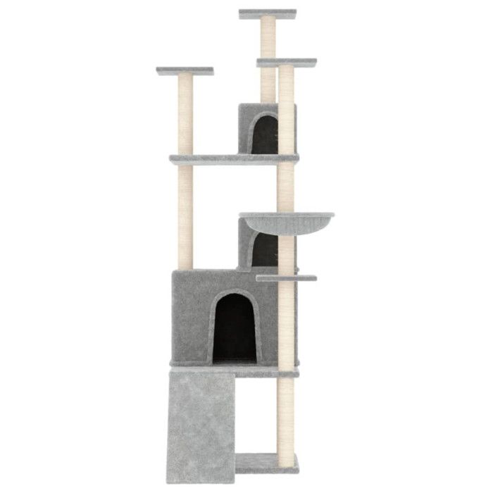 171685 vidaXL Arbre à chat avec griffoirs en sisal Gris clair 175 cm