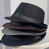 Men Winter Thick Warm Hats Gentleman Jazz Cap Classical Narrow Brim Top Hat Cold Weather Dress Hat