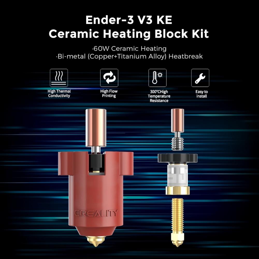 Creality Ender 3 V3 KE Ceramic Hotend Kit, 300°C High Temp Heating Block Extruder Hotend forEnder 3 V3 KE K1/K1 Max