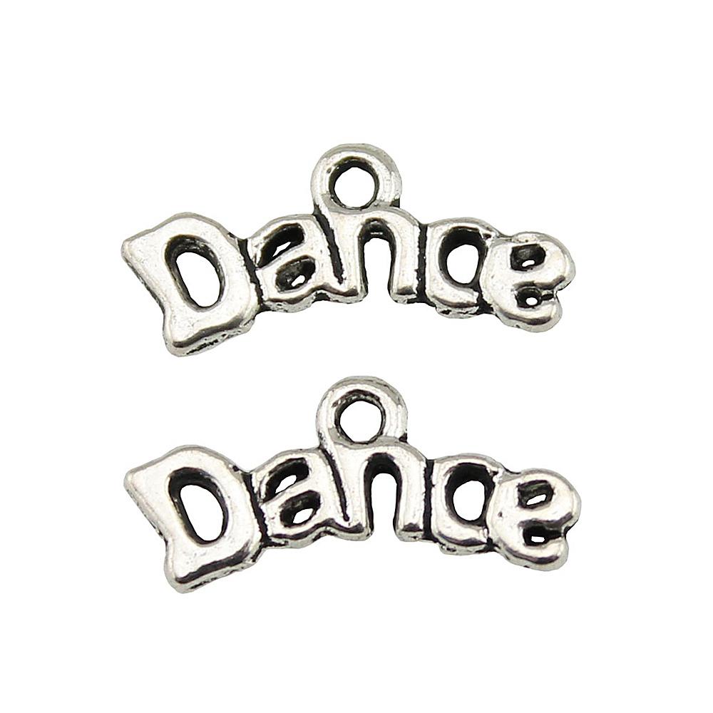 

20шт Танцевальные шармы Амулеты Античное серебро Цвет Цинковый сплав 20X9mm