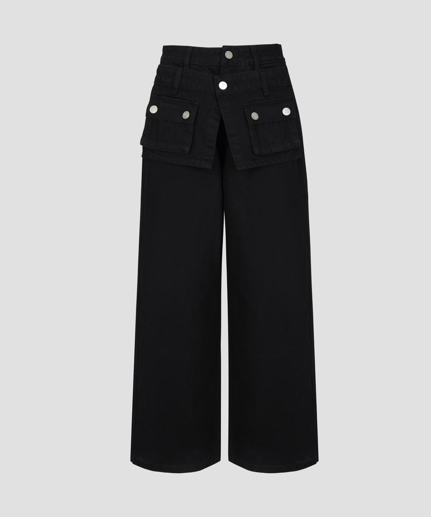 Beodeonteu Garment Dyed Multi-Pocket Layered Pants [Black]