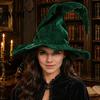 Decorative Hat for Holiday Events Witch Women, Large Ruched Velvet Wizard Halloween Party, Cosplay Costume, Stage Performance Accessory Lightweight